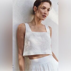 NWT Paige Aelita Cotton Eyelet Crop Tank Top Sz S